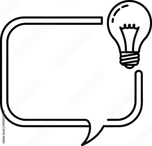 Creative idea lightbulb in speech bubble for innovative thinking