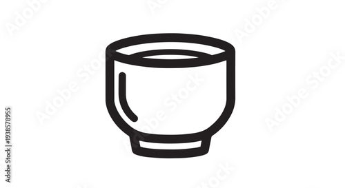 Simple vector line illustration of a traditional Japanese tea cup for beverage and drink related design projects