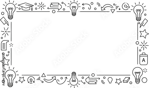 Creative educational icons border for presentations and infographics