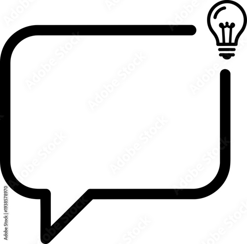Innovative idea lightbulb in speech bubble for creative solutions