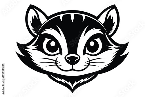 chipmunk head silhouette line art vector illustration with a white background