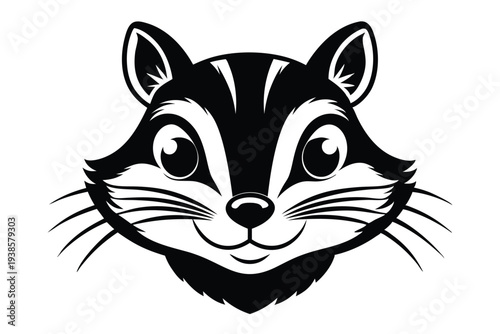 chipmunk head silhouette line art vector illustration with a white background