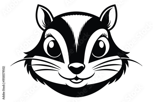 chipmunk head silhouette line art vector illustration with a white background