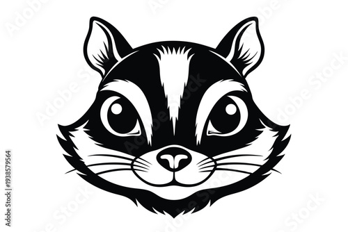 chipmunk head silhouette line art vector illustration with a white background