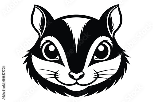 chipmunk head silhouette line art vector illustration with a white background
