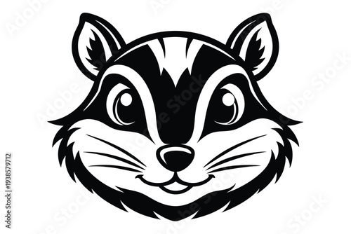 chipmunk head silhouette line art vector illustration with a white background