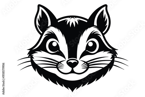 chipmunk head silhouette line art vector illustration with a white background