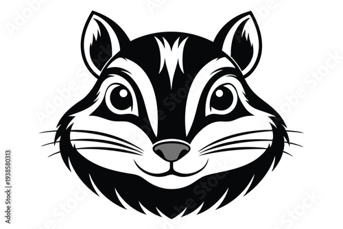 chipmunk head silhouette line art vector illustration with a white background