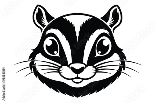 chipmunk head silhouette line art vector illustration with a white background