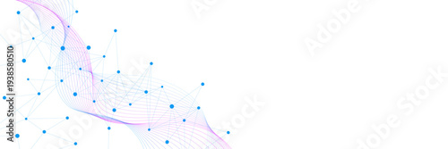 Abstract plexus and wave flow for science and technology presentation. Connecting the dots and lines. Network connection and global communication. Vector