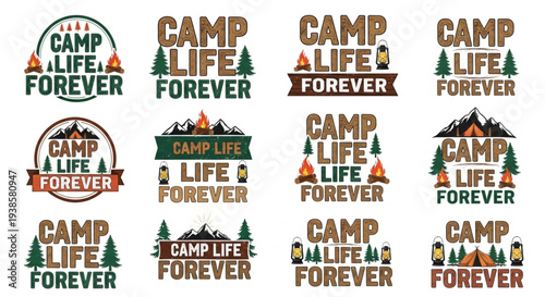 Camp Life Forever Collection of Camping Themed Graphics.