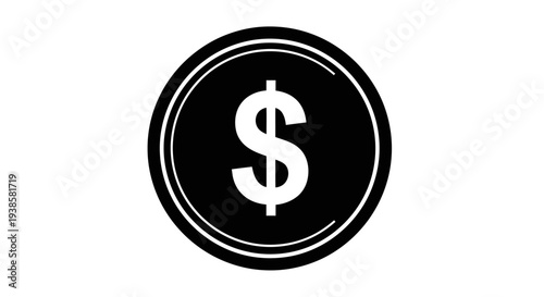 Dollar Coin Symbol on Black Background.