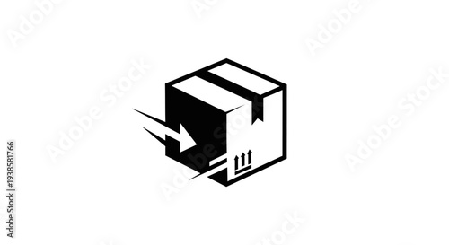 Black and White Box with Open Flap.