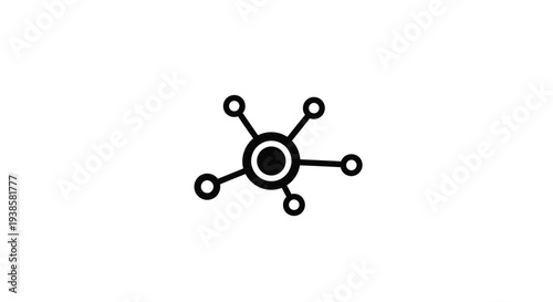 Simple Black and White Atom Illustration.