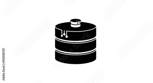 Black Oil Drum with Metal Lid.