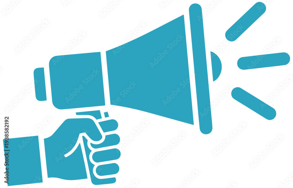 Obraz premium Hand holding megaphone making loud announcement