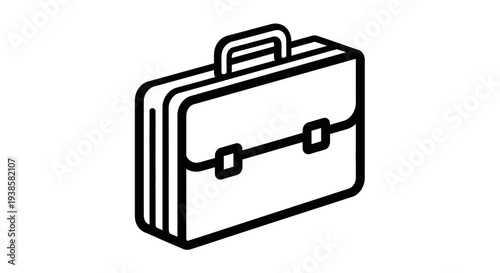 Simple Black Line Briefcase Illustration.