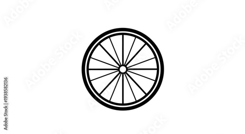 Black Bicycle Wheel with Spokes.