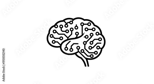 Simple Line Drawing of Human Brain.