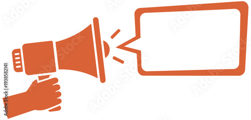 Hand holding megaphone with speech bubble for impactful announcements