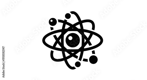 Simple Black Atom Icon Illustration Design.