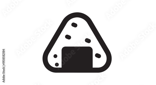Simple black outline vector graphic illustration representing a classic Japanese onigiri rice ball snack