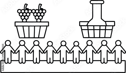 passover wine pressing grape stomping silhouette vector illustration on transparent background