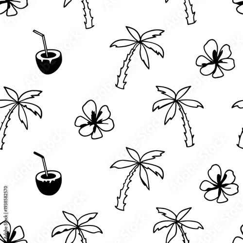 Seamless pattern with palm trees