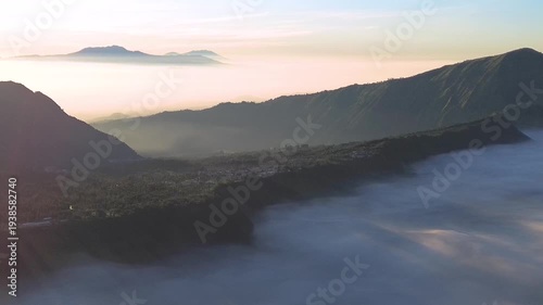 mountain landscape with fog