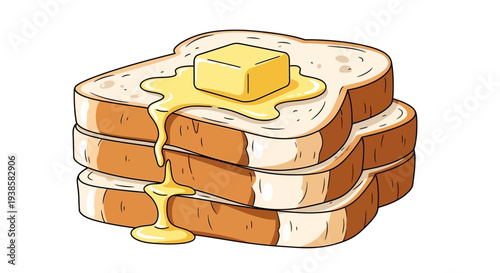 Delicious toast slices with a melting butter, a simple pleasure ready to be enjoyed!