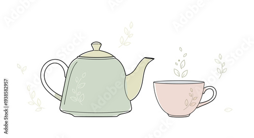 A teapot and teacup illustration, perfect for tea lovers