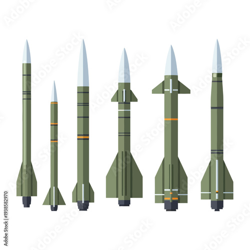 Ballistic Missile Collection in Various Stages of Launch Preparation Illustrated
