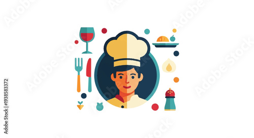 Chef illustration culinary concept food preparation vector