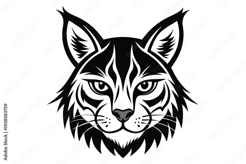 Obraz premium bobcat head silhouette line art vector illustration with a white background
