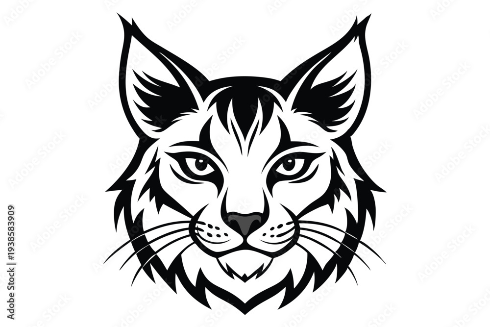 Obraz premium bobcat head silhouette line art vector illustration with a white background