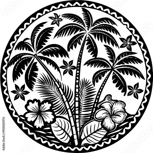 Seamless pattern with palm trees