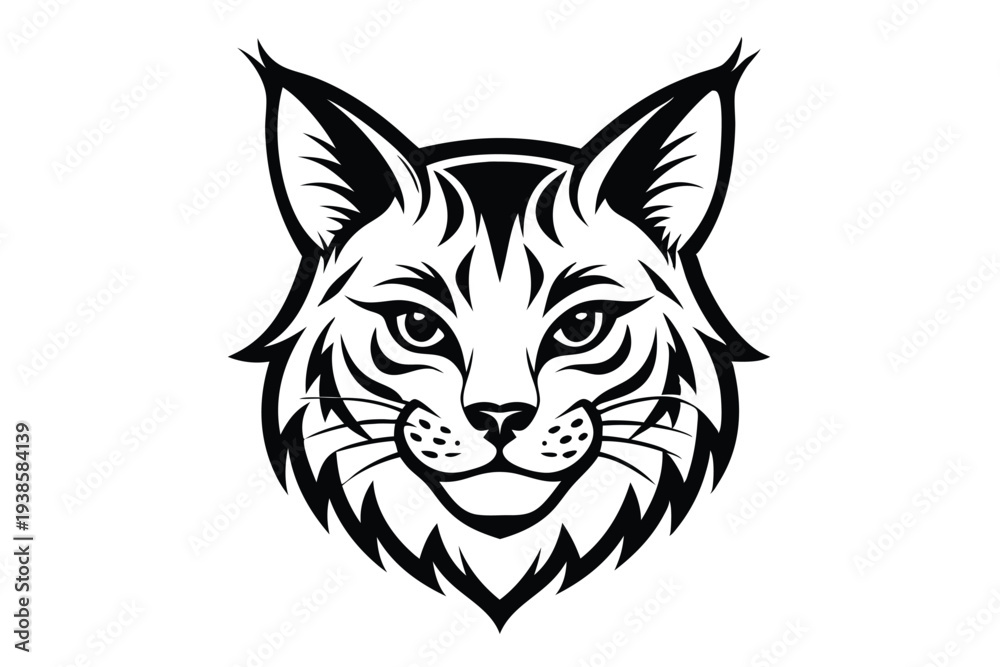 Obraz premium bobcat head silhouette line art vector illustration with a white background