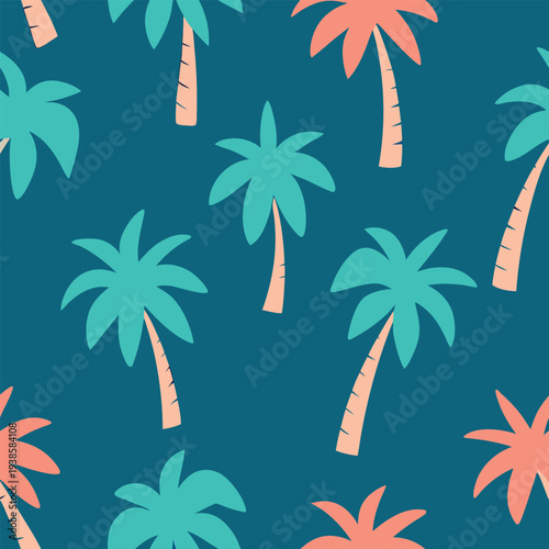 Seamless pattern with palm trees