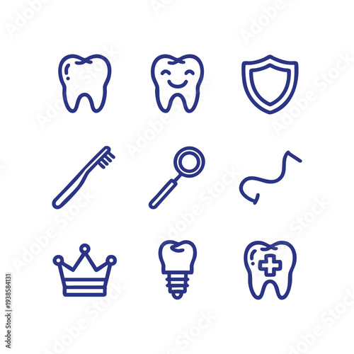 Minimal Black Outline Dentist Icon Set