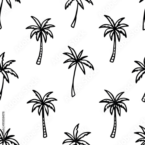 Seamless pattern with palm trees