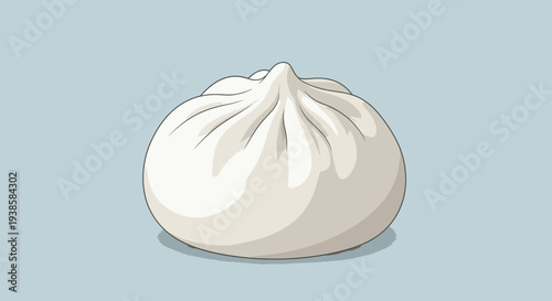 Steamed Bun Dumpling Cartoon Illustration.