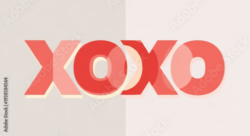 XOXO Text Graphic with Overlapping Letters.