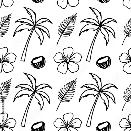 Seamless pattern with palm trees