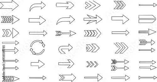 Vector up arrows. Set of rising arrows