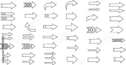 Vector up arrows. Set of rising arrows