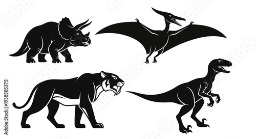 Prehistoric Dinosaurs and Extinct Animals Silhouettes Collection