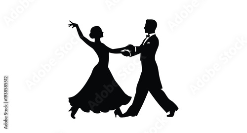 Elegant couple dancing passionately a striking black silhouette