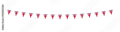 Hanging pennants or bunting with flag of United Kingdom UK