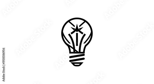 Simple Black Light Bulb Icon Illustration.
