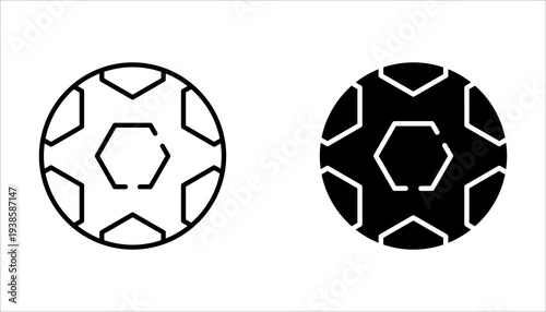 Soccer ball icon set in line style. football simple black style symbol sign for sports apps and website, vector illustration.